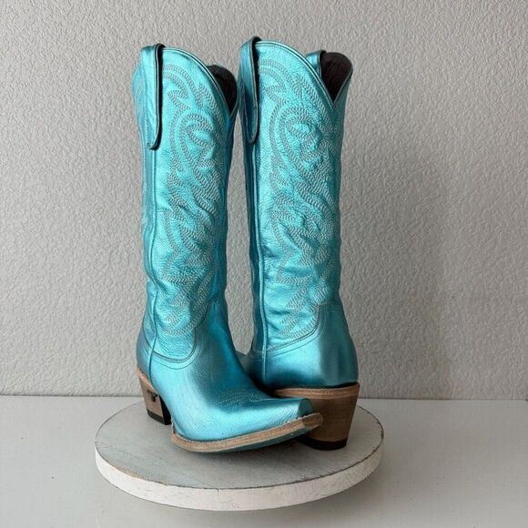 Lane Boots Shoes - Lane SMOKESHOW Womens Cowboy Boots 9 Turquoise Leather Western Cowgirl 15" Tall